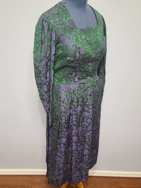 Green and Purple Dirndl <br> (B-40" W-34" H-50")