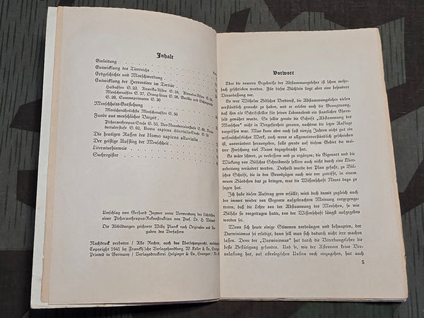 Stammesgeschichte der Menschheit (Evolutionary History of Mankind) 1941 Book