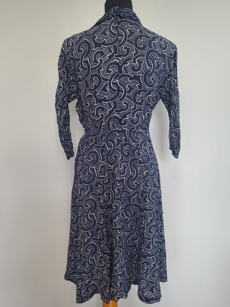 German Print Dress DRP Zipper Handmade <br> (B-37" W-29.5" H-43")