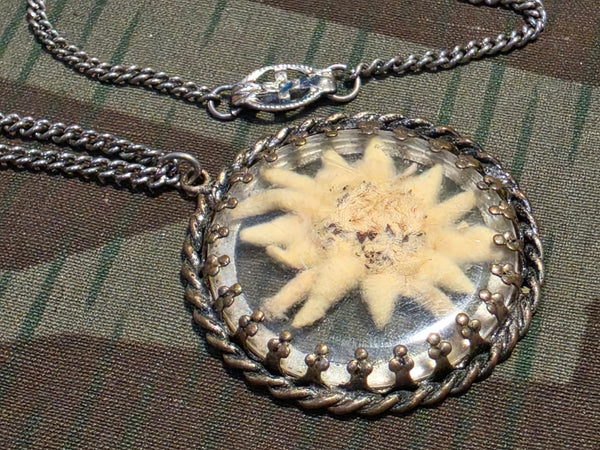 German Edelweiss Pressed Flower Necklace
