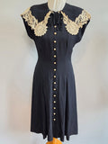 Black Dress with White Lace and Buttons <br> (B-36" W-29" H-35")