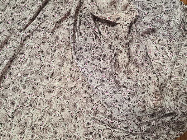 Lavender Rose Print Dress <br> (B-41" W-34" H-42")
