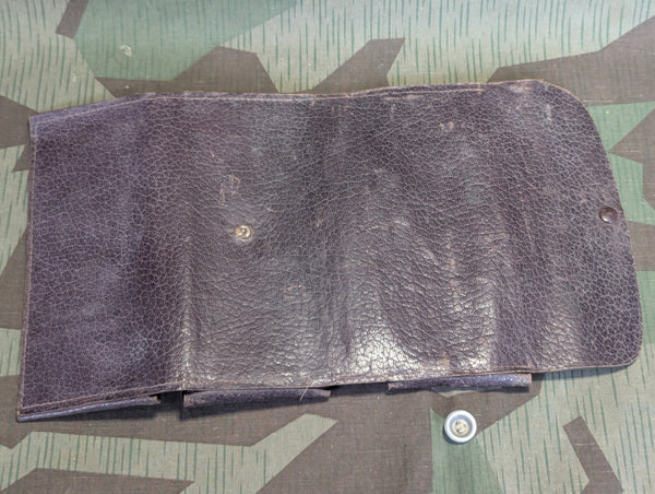Large Leather Pencil Case Mostly Full