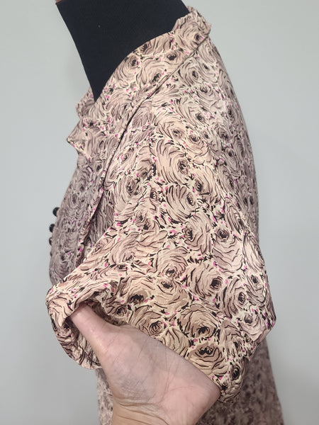 Lavender Rose Print Dress <br> (B-41" W-34" H-42")