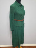 Green Knit Top and Skirt Set <br> (B-36" W-26" H-36")