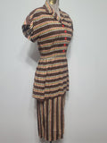 Brown Plaid Stripe Peplum Dress <br> (B-34" W-24" H-34")
