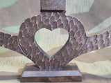 German Hand Carved Heart Shaped 3 Candle Holder