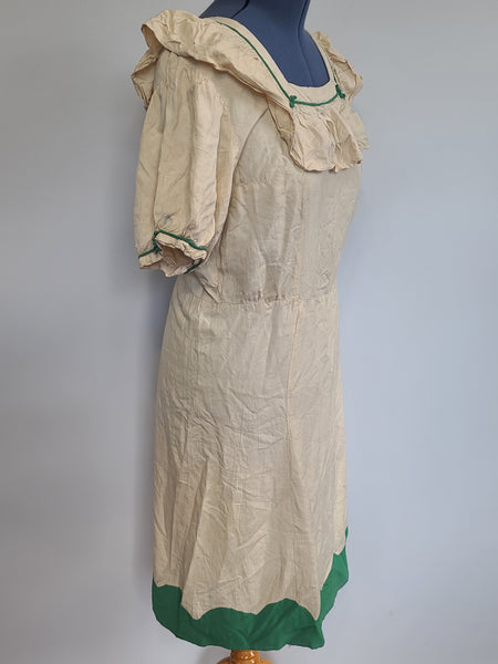 German Prewar Silk Dress Handmade <br> (B-46" W-39.5" H-46")