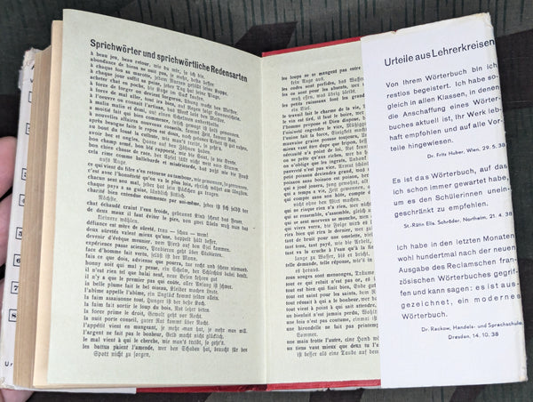 1941 German French Dictionary (with New Words from the War)