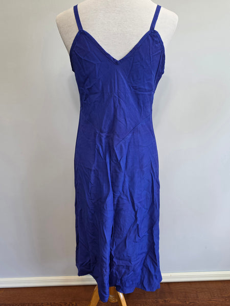 Blue Flower Print Dress and Slip <br> (B-37" W-33" H-37")