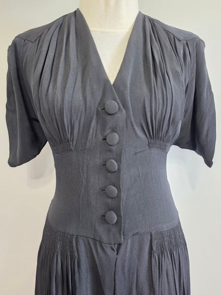 German Black Gown Long Evening Dress <br> (B-36" W-30" H-42")