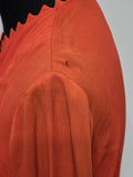 Orange Rayon Dress with Scalloped Edges <br> (B-40" W-30.5" H-38")