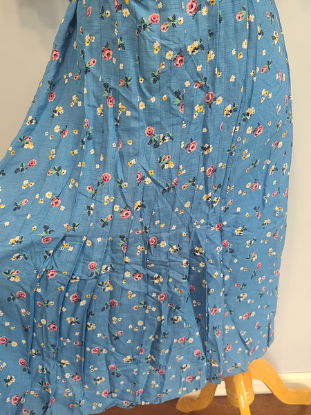 Blue Flower Print Dress and Belt <br> (B-41" W-36" H-44")