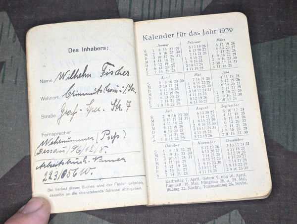 1939 Pocket Calendar German Pioneer