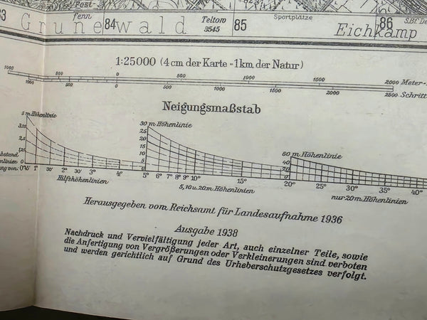 Late War Berlin Spandau Wehrmacht Map (Reprinted on Miadziot Belarus Map)