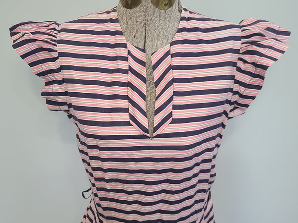 Pink and Dark Blue Striped Dress <br> (B-36" W-27" H-38")
