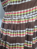 Brown Plaid Stripe Peplum Dress <br> (B-34" W-24" H-34")