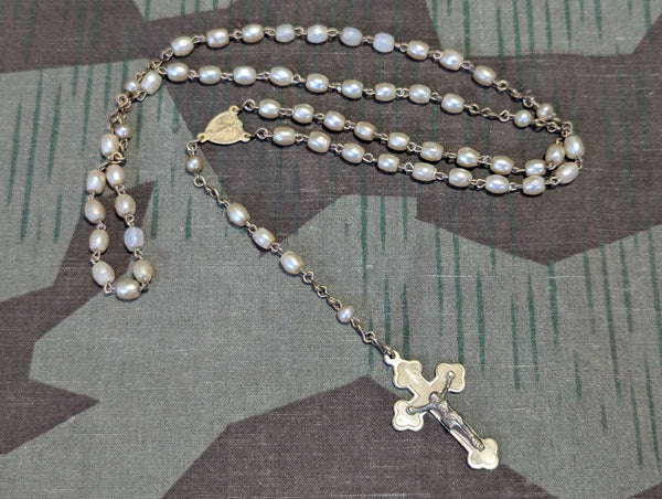 White Pearlescent German Rosary