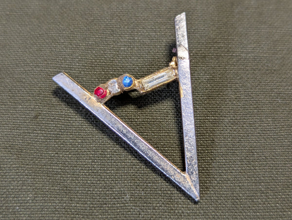 Victory Pin Rhinestone V Dot-Dot-Dot-Dash