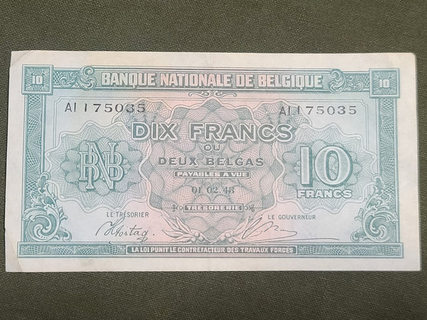 GI Souvenir Belgian Francs Notes "Memories of Belgium Dec. 1944"