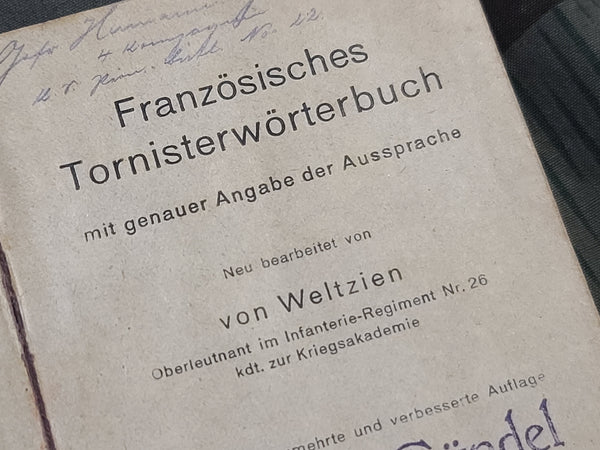 WWI German - French Tornister Dictionary