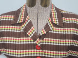 Brown Plaid Stripe Peplum Dress <br> (B-34" W-24" H-34")