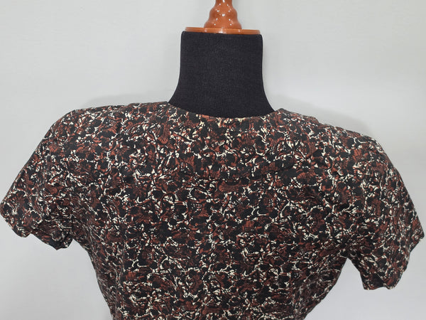 Black and Brown Print Dress and Short Sleeve Top <br> (B-38" W-30" H-36")