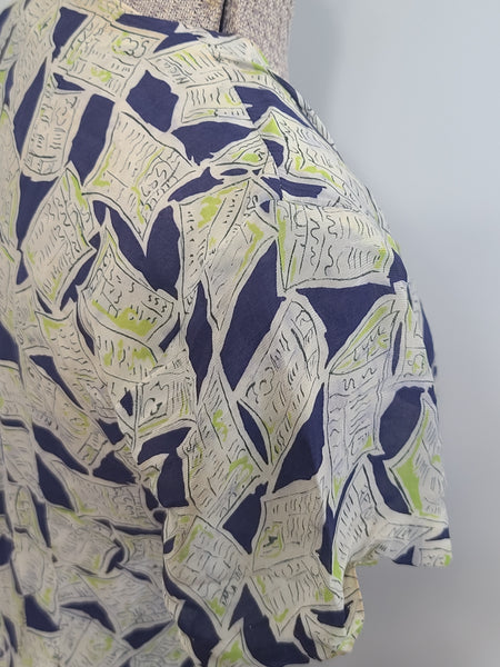 Newspaper Novelty Print Dress (as-is) <br> (B-34" W.25.5" H-34")