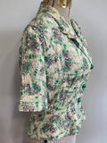 Green Print Peplum Blouse <br> (B-36" W-26")