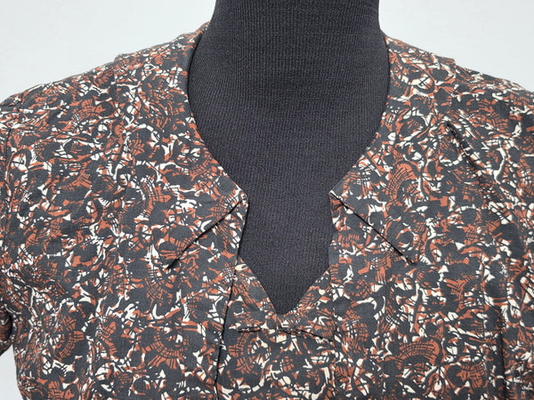 Black and Brown Print Dress and Short Sleeve Top <br> (B-38" W-30" H-36")