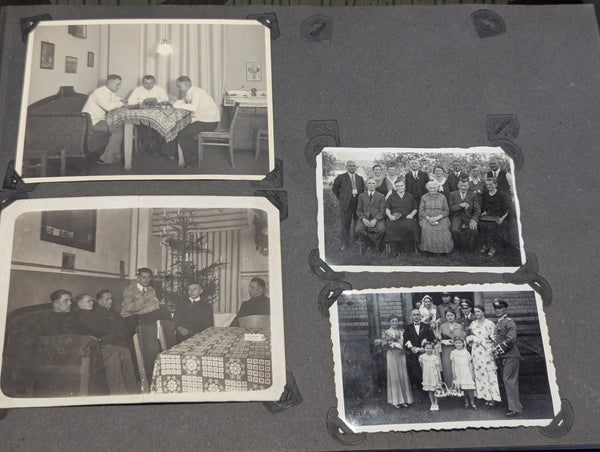Partial German Family Photo Album Faux Snake Skin Cover