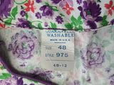 Purple Flower Print Zipper Front House Dress <br> (B-50" W-44" H-52")