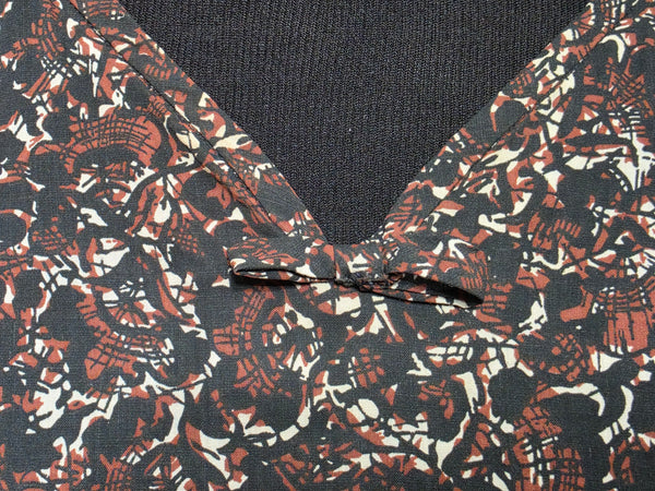 Black and Brown Print Dress and Short Sleeve Top <br> (B-38" W-30" H-36")