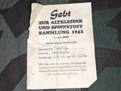 Clothing Drive Notice from 1942