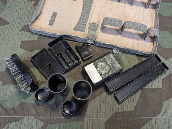 German Hygiene Kit in Gray Leather Case Bakelite Pieces