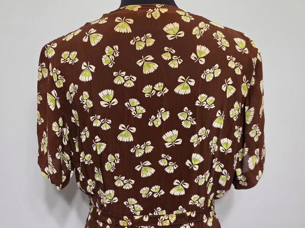 Brown Peplum Dress <br> (B-43" W-34" H-39")