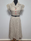 Brown Tan Checkered Dress <br> (B-38" W-30" H-41")