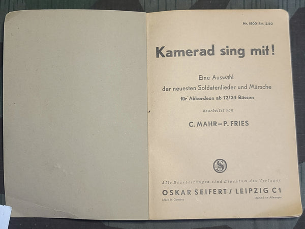 Kamerad Sing Mit Soldiers Song Book for Accordion