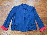 Navy Blue Smock Top with Red Trim <br> (34" Bust)