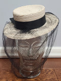 White Straw Tilt Hat with Netting