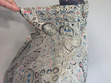 White Blue Pink Abstract Print Dress <br> (B-34" W-25.5" H-42")