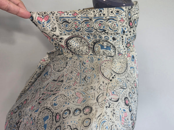 White Blue Pink Abstract Print Dress <br> (B-34" W-25.5" H-42")