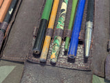 Large Leather Pencil Case Mostly Full