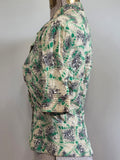 Green Print Peplum Blouse <br> (B-36" W-26")