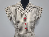 Brown Tan Checkered Dress <br> (B-38" W-30" H-41")