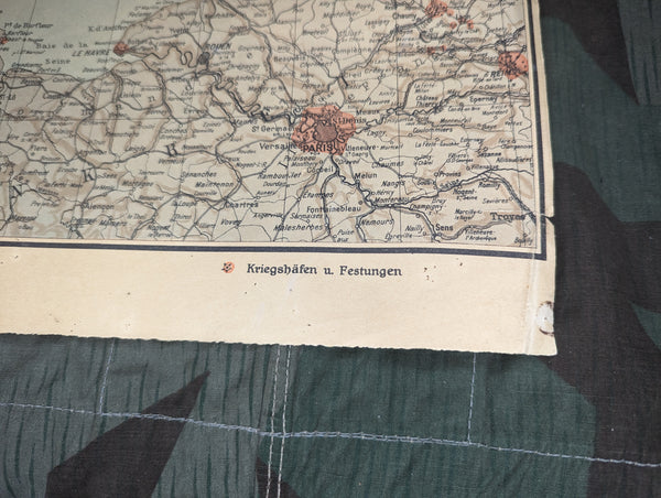 1941 British Islands and Northern France Map (Kriegshäfen u. Festungen)