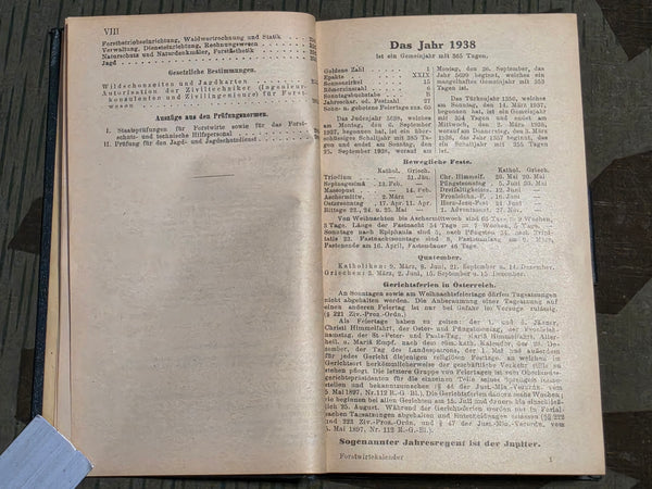 1938 Forestry Pocket Calendar / Diary