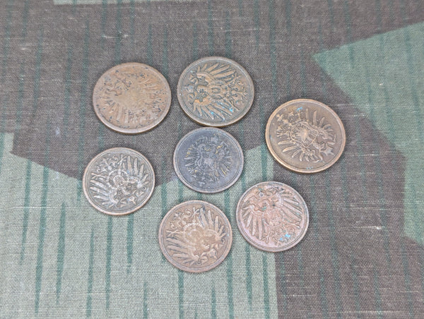 Imperial German Pfennig Coins WWI & Earlier (Lot of 7)
