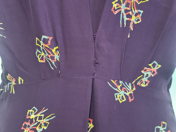 Purple Dress with Bow Print <br> (B-40" W-30" H-37")