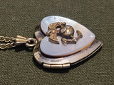 Marine Corps Sweetheart Heart Locket Necklace Mother of Pearl